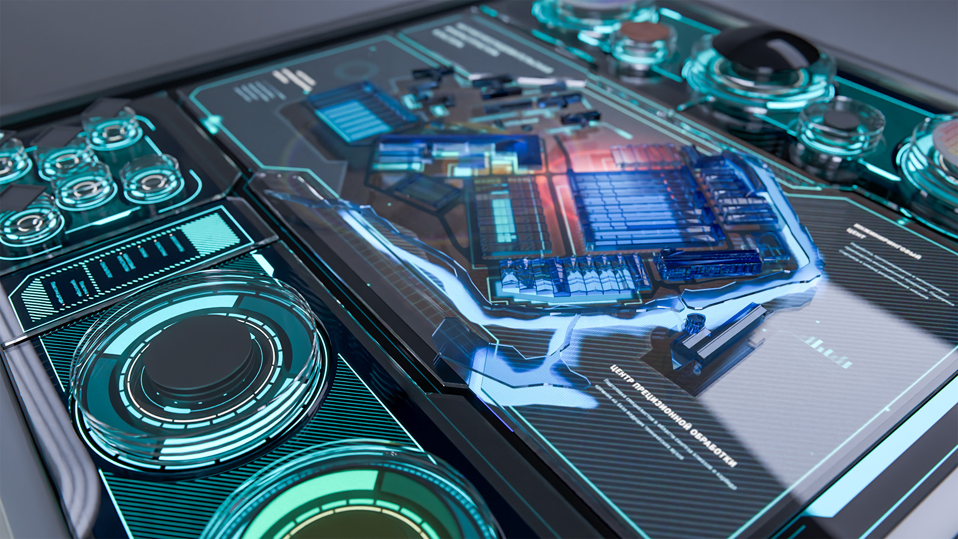 Miniature factory model integrated into interactive table