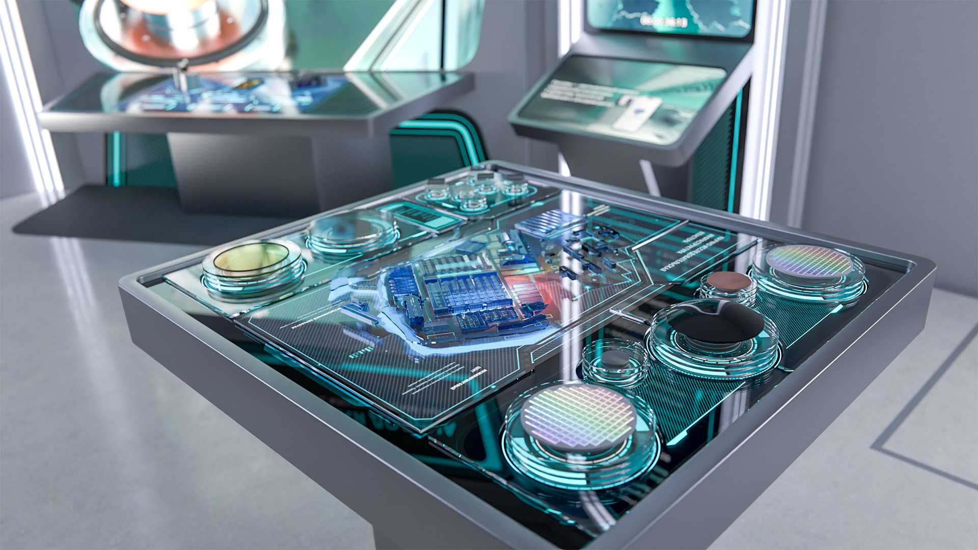 Brand booth with interactive LED wall and touch table at St. Petersburg International Economic Forum