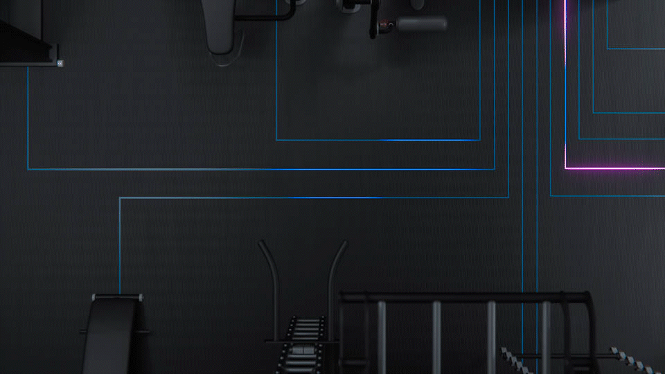 Dynamic LED lighting strips visualizing training progress