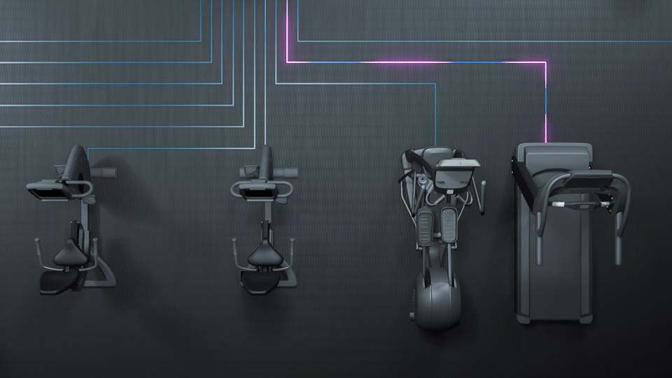 Generative light patterns synchronized with exercise machine activity