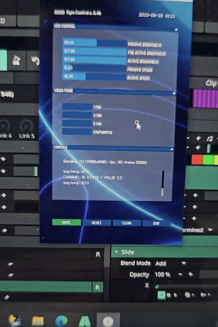 Interactive fitness installation server app UI