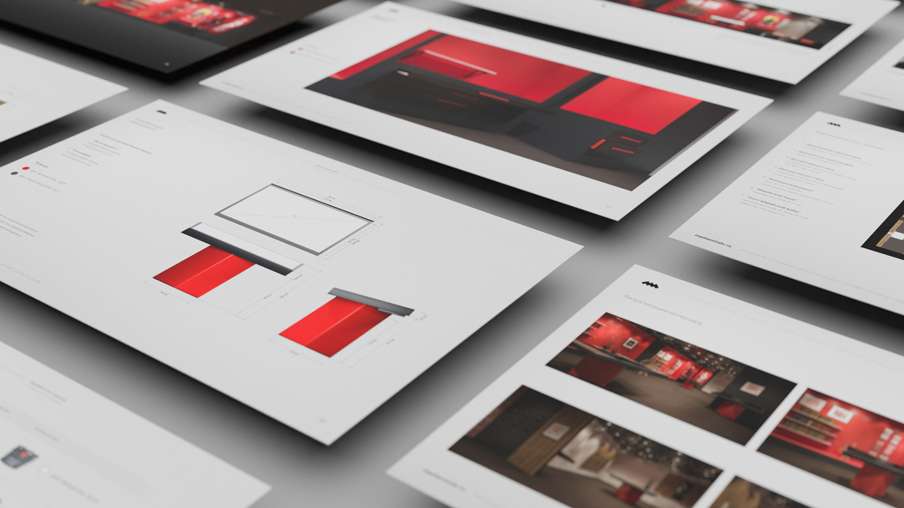 Design documentation and layout specifications for the museum’s multimedia installations